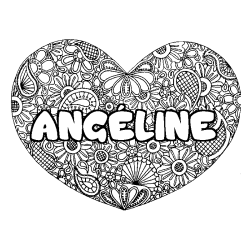 Coloración del nombre ANGÉLINE - decorado mandala de corazón