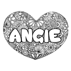 Coloración del nombre ANGIE - decorado mandala de corazón