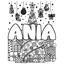 Dibujo para colorear ANIA - decorado &aacute;rbol de Navidad y regalos
