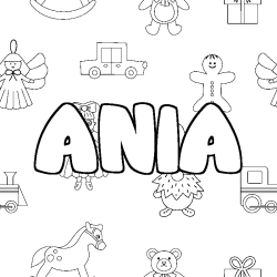 Coloración del nombre ANIA - decorado juguetes