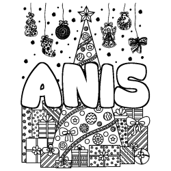 Coloración del nombre ANIS - decorado árbol de Navidad y regalos