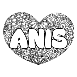 Coloración del nombre ANIS - decorado mandala de corazón