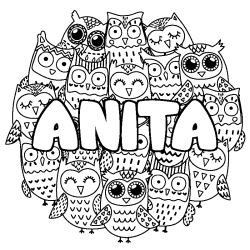 Coloración del nombre ANITA - decorado búhos