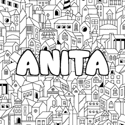 Coloración del nombre ANITA - decorado ciudad