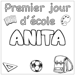 Dibujo para colorear ANITA - decorado primer d&iacute;a de escuela