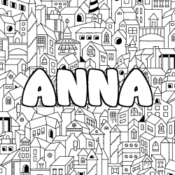 Coloración del nombre ANNA - decorado ciudad