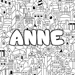 Dibujo para colorear ANNE - decorado ciudad