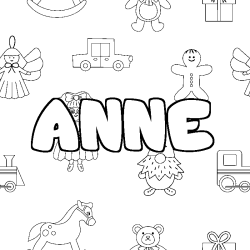 Coloración del nombre ANNE - decorado juguetes