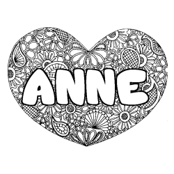 Coloración del nombre ANNE - decorado mandala de corazón