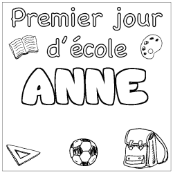 Dibujo para colorear ANNE - decorado primer d&iacute;a de escuela
