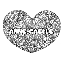Coloración del nombre ANNE-GAELLE - decorado mandala de corazón