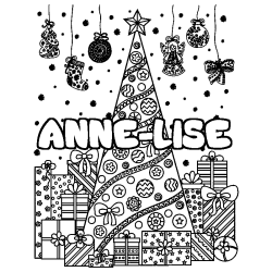 Dibujo para colorear ANNE-LISE - decorado &aacute;rbol de Navidad y regalos