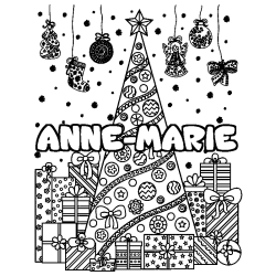 Coloración del nombre ANNE-MARIE - decorado árbol de Navidad y regalos