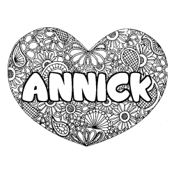 Coloración del nombre ANNICK - decorado mandala de corazón