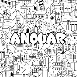 Coloración del nombre ANOUAR - decorado ciudad