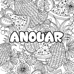 Coloración del nombre ANOUAR - decorado mandala de frutas