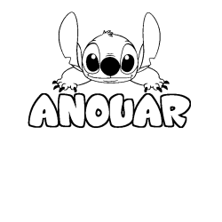 Coloración del nombre ANOUAR - decorado Stitch