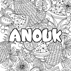 Coloración del nombre ANOUK - decorado mandala de frutas