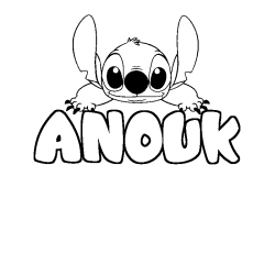 Coloración del nombre ANOUK - decorado Stitch