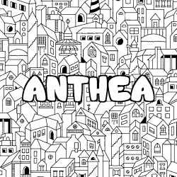 Coloración del nombre ANTHEA - decorado ciudad