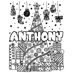 Coloración del nombre ANTHONY - decorado árbol de Navidad y regalos