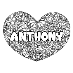 Coloración del nombre ANTHONY - decorado mandala de corazón