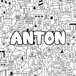 Coloración del nombre ANTON - decorado ciudad