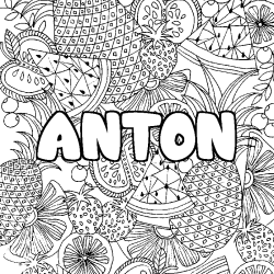 Coloración del nombre ANTON - decorado mandala de frutas