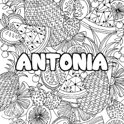 Coloración del nombre ANTONIA - decorado mandala de frutas