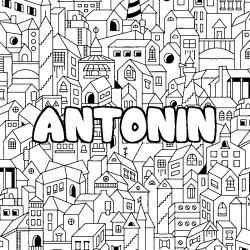 Coloración del nombre ANTONIN - decorado ciudad