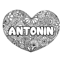 Coloración del nombre ANTONIN - decorado mandala de corazón