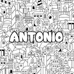 Coloración del nombre ANTONIO - decorado ciudad