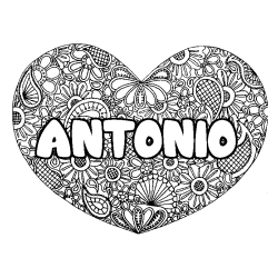 Coloración del nombre ANTONIO - decorado mandala de corazón