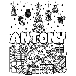 Coloración del nombre ANTONY - decorado árbol de Navidad y regalos