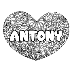 Coloración del nombre ANTONY - decorado mandala de corazón