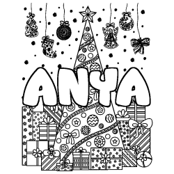 Coloración del nombre ANYA - decorado árbol de Navidad y regalos