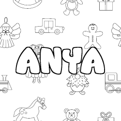 Coloración del nombre ANYA - decorado juguetes