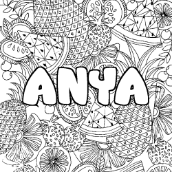 Coloración del nombre ANYA - decorado mandala de frutas