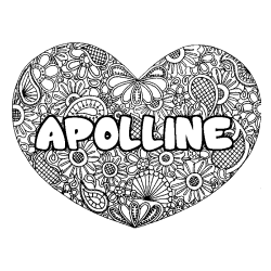 Coloración del nombre APOLLINE - decorado mandala de corazón