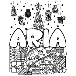 Coloración del nombre ARIA - decorado árbol de Navidad y regalos
