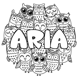 Coloración del nombre ARIA - decorado búhos