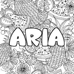 Coloración del nombre ARIA - decorado mandala de frutas