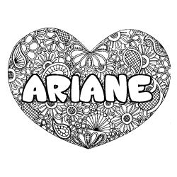 Coloración del nombre ARIANE - decorado mandala de corazón