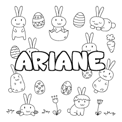 Coloración del nombre ARIANE - decorado Pascua