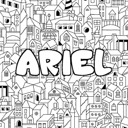 Coloración del nombre ARIEL - decorado ciudad