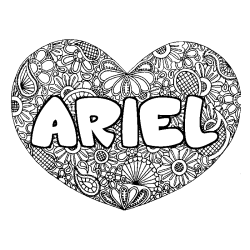 Coloración del nombre ARIEL - decorado mandala de corazón