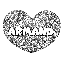 Coloración del nombre ARMAND - decorado mandala de corazón