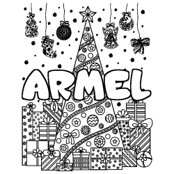 Coloración del nombre ARMEL - decorado árbol de Navidad y regalos