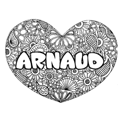 Coloración del nombre ARNAUD - decorado mandala de corazón