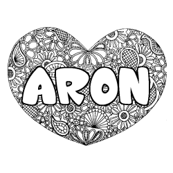 Coloración del nombre ARON - decorado mandala de corazón